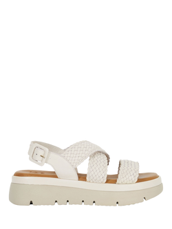 Dune London Lorro Woven Leather Flatform Sandals, White