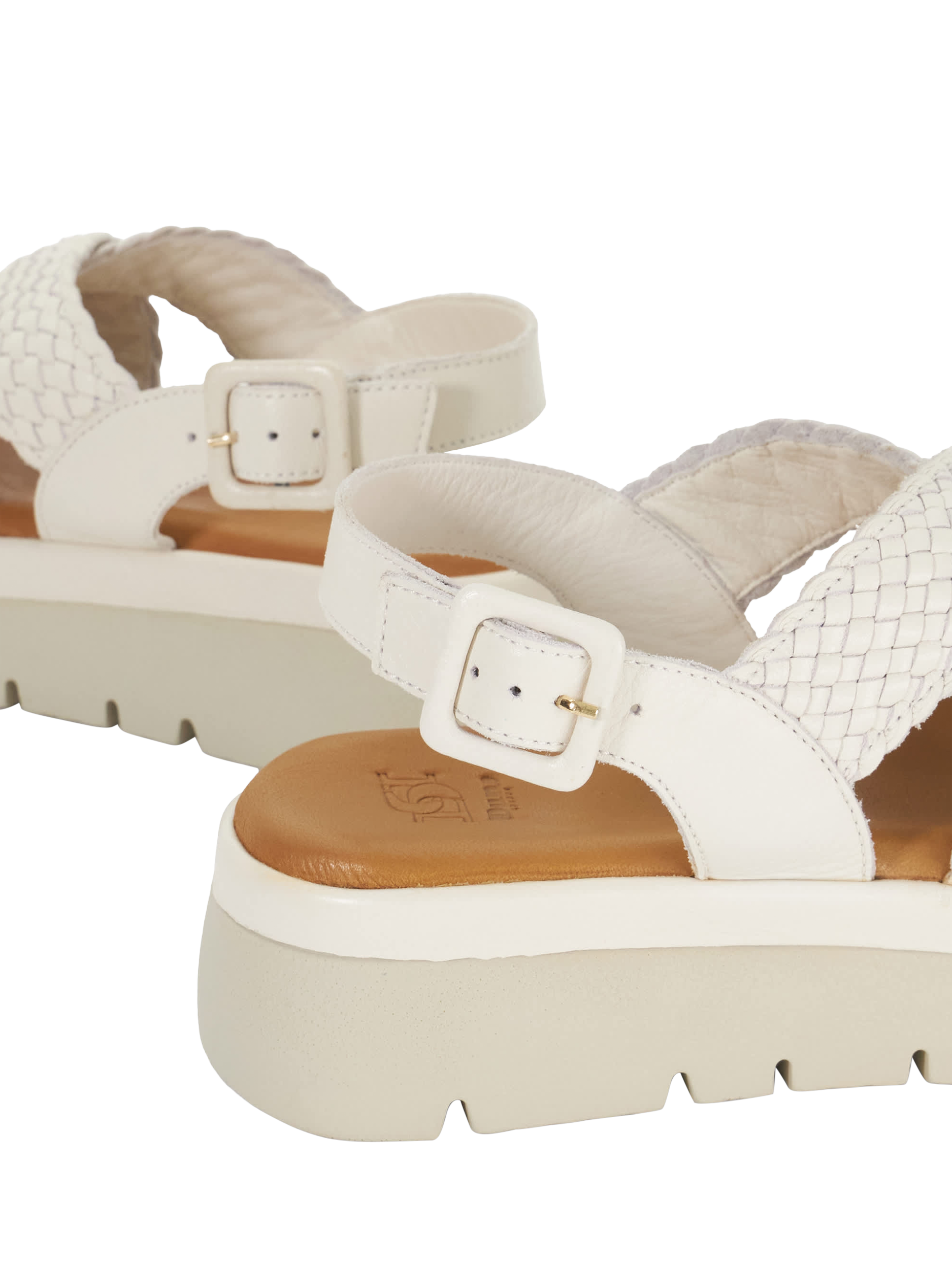 Product image 5 of 5, which shows Dune London Lorro Woven Leather Flatform Sandals, White, EU36