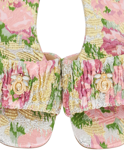 Dune London Nautical Fabric Ruched Jacquard Sandals, Pink - view 2, Pink