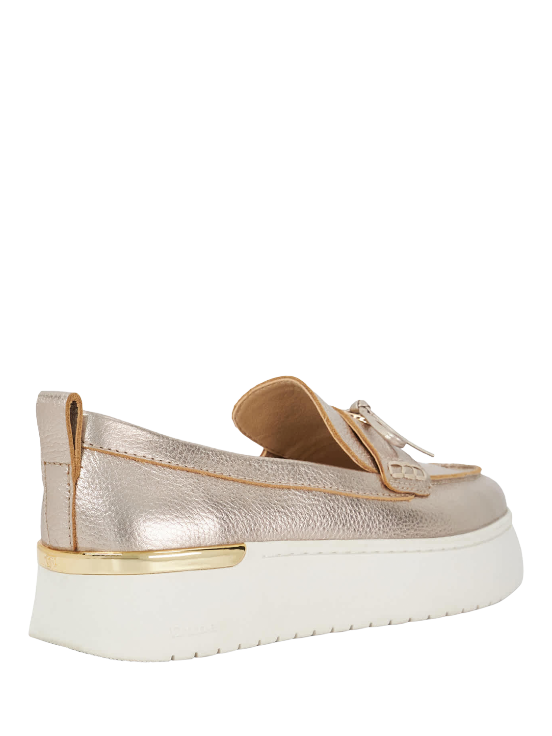 Product image 4 of 5, which shows Dune London Glide Leather Flatform Loafers, Gold, EU36