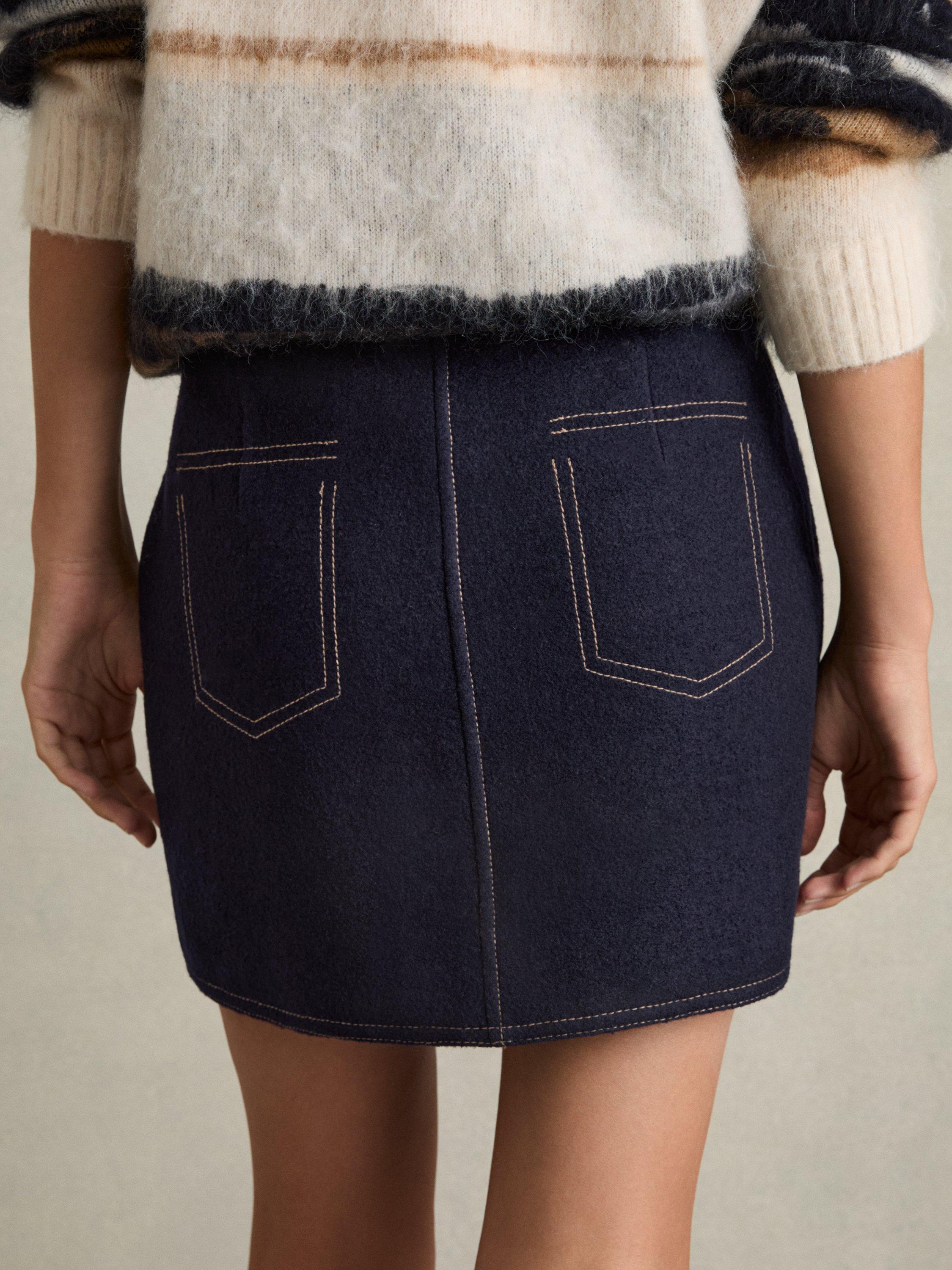 【海外限定】REISSウールスカート☆Elise Wool Rich Mini Skirt, 009537252