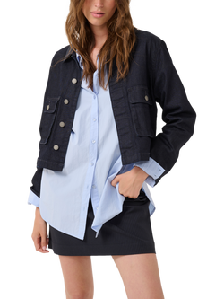 MY ESSENTIAL WARDROBE Tenna Boxy Denim Jacket, Dark Blue, Dark Blue