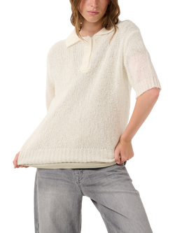 MY ESSENTIAL WARDROBE Lingo Knit Polo Shirt, Snow White, Snow White