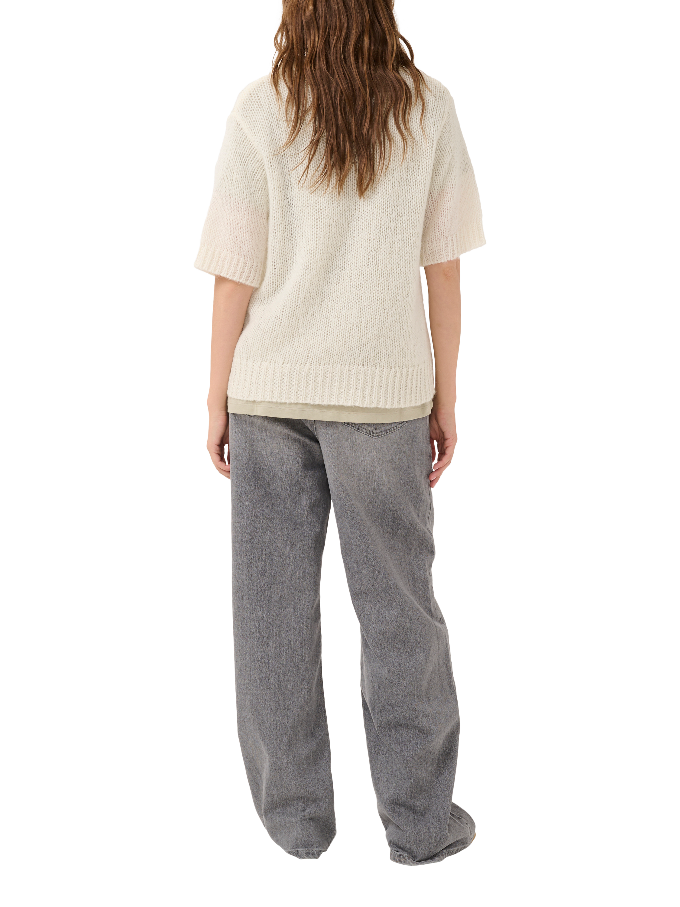 Product image 2 of 5, which shows MY ESSENTIAL WARDROBE Lingo Knit Polo Shirt, Snow White, XS