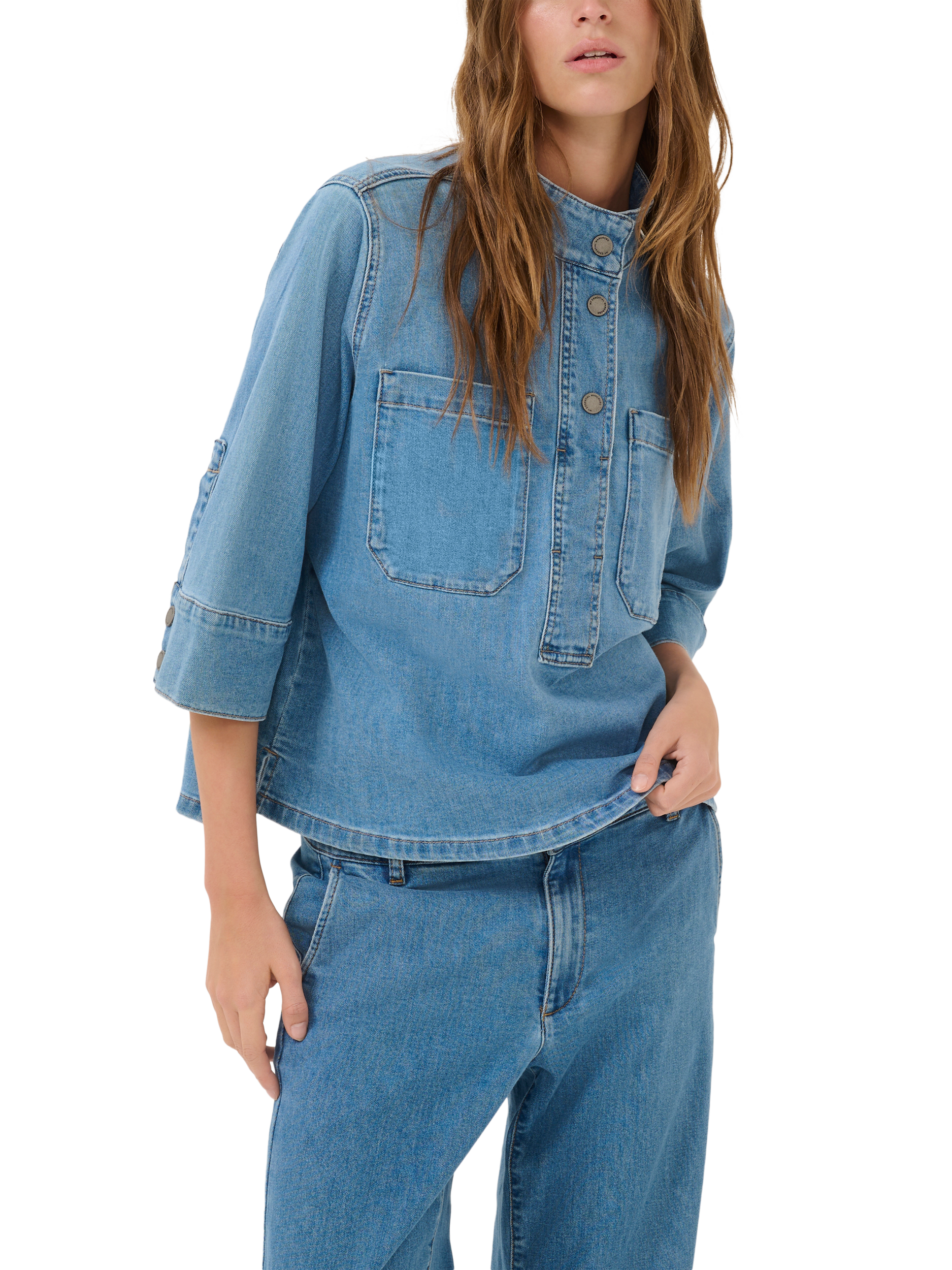 MY ESSENTIAL WARDROBE Lara Boxy Denim Top, Medium Blue Wash