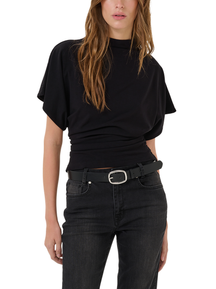 MY ESSENTIAL WARDROBE Nupti Gathered Waist T-Shirt Blouse, Black