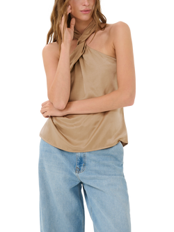 MY ESSENTIAL WARDROBE Estelle Halterneck Top, Sepia Tint, Sepia Tint