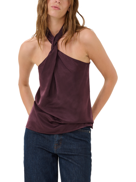 MY ESSENTIAL WARDROBE Estelle Halterneck Cami Top, Mid Brown, Mid Brown