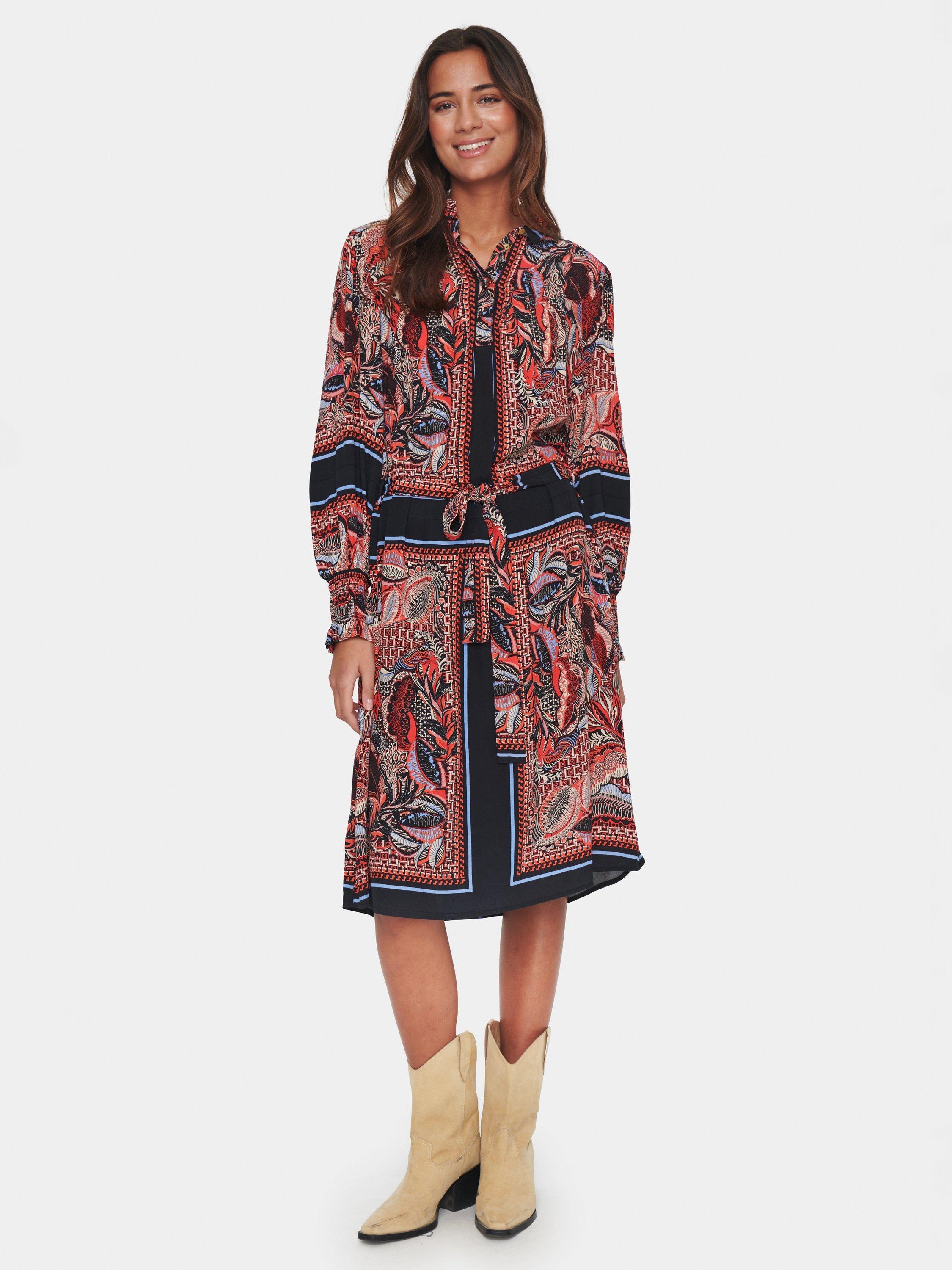 Product image 3 of 6, which shows Saint Tropez Claudette Paisley Midi Dress, Red/Multi, XS