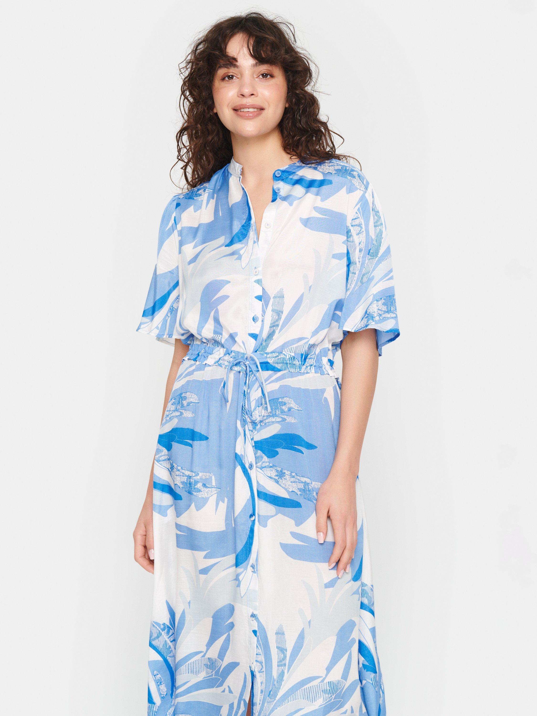 Saint Tropez Evette Summer Leaves Dress, Blue/White