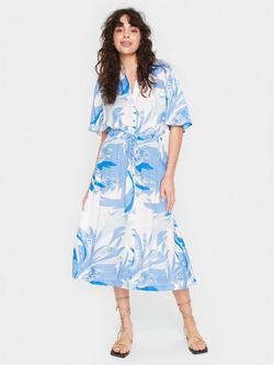 Saint Tropez Evette Summer Leaves Dress, Blue/White - view 2, Blue/White