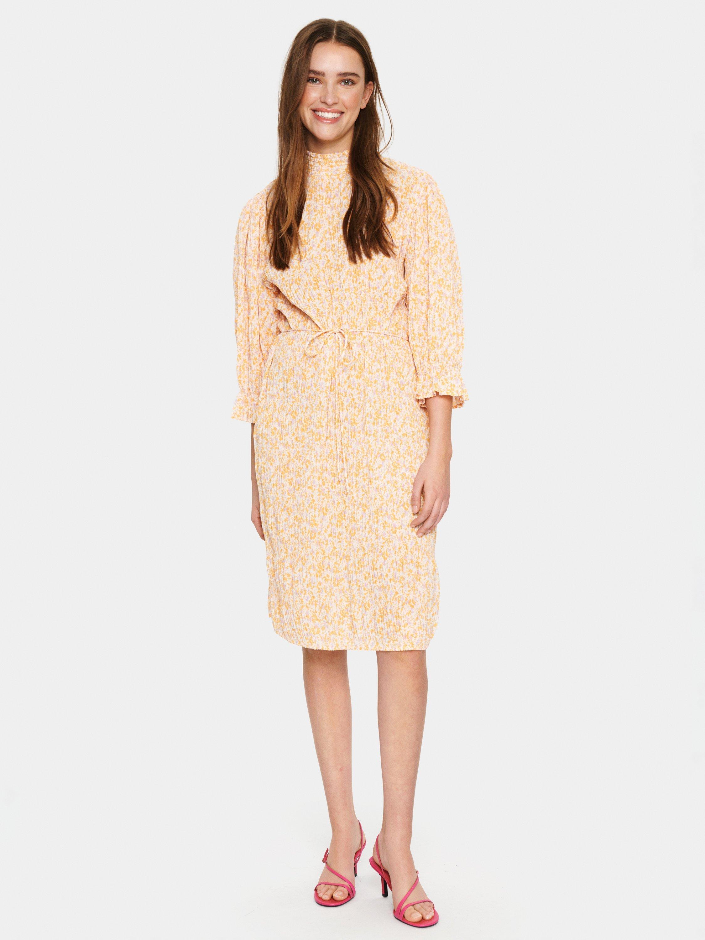 Product image 3 of 6, which shows Saint Tropez Tamara Floral Tie Waist Dress, Chamois Juicy, XS