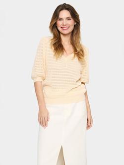 Saint Tropez Elfrida Textured Knit Jumper, Light Beige, Light Beige