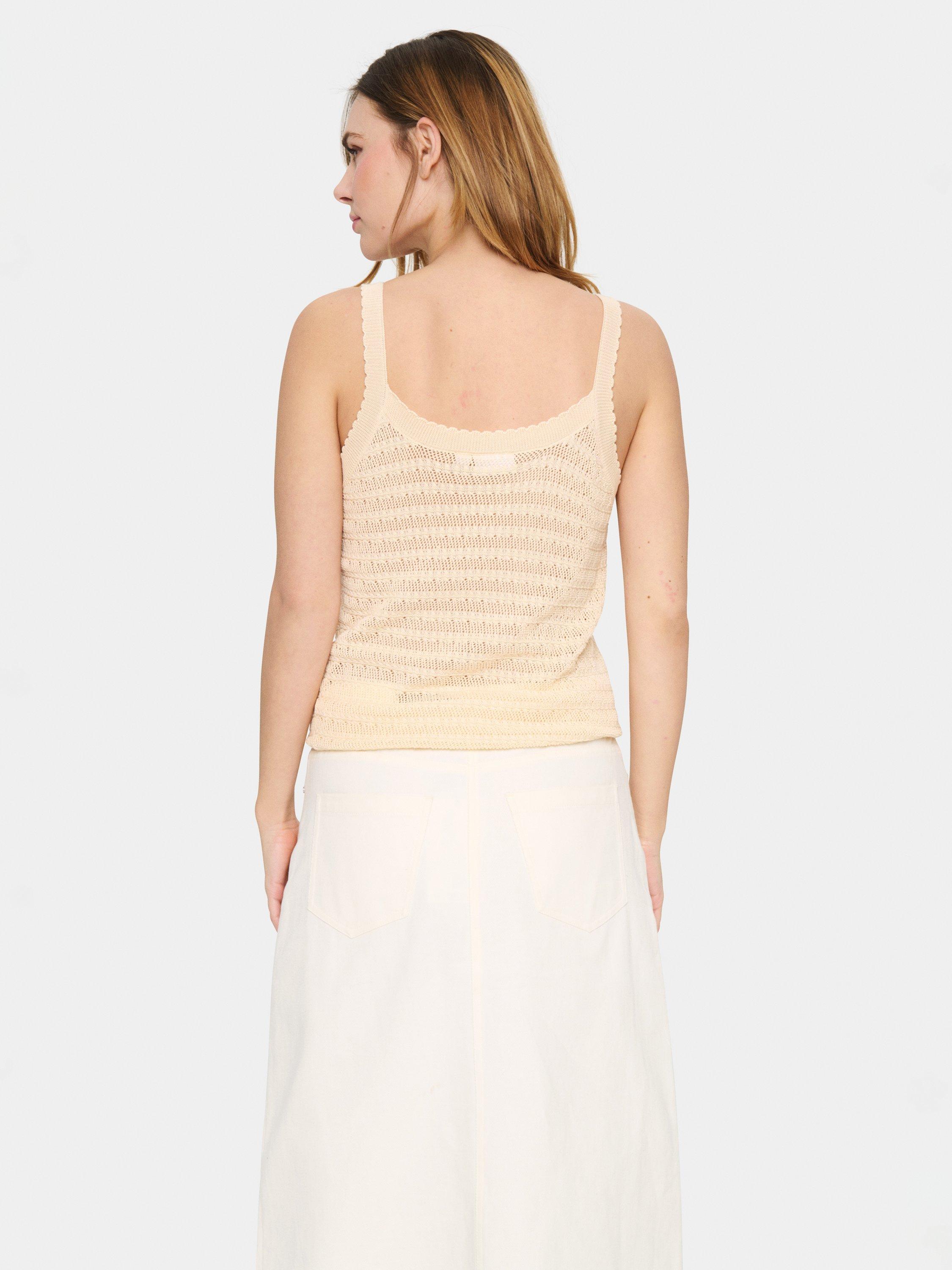 Product image 2 of 6, which shows Saint Tropez Elfrida Textured Knit Vest Top, Light Beige, XS