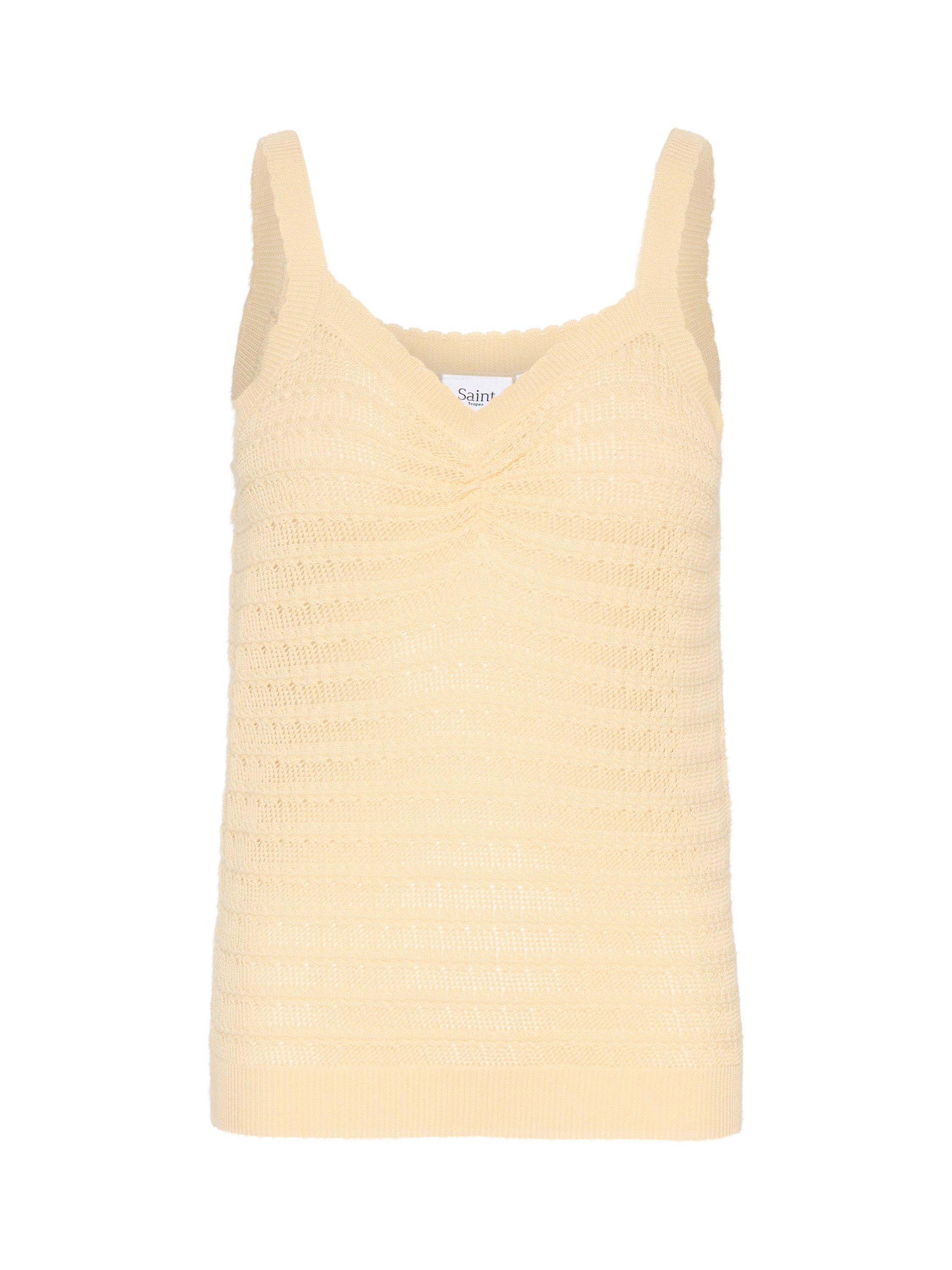 Product image 5 of 6, which shows Saint Tropez Elfrida Textured Knit Vest Top, Light Beige, XS