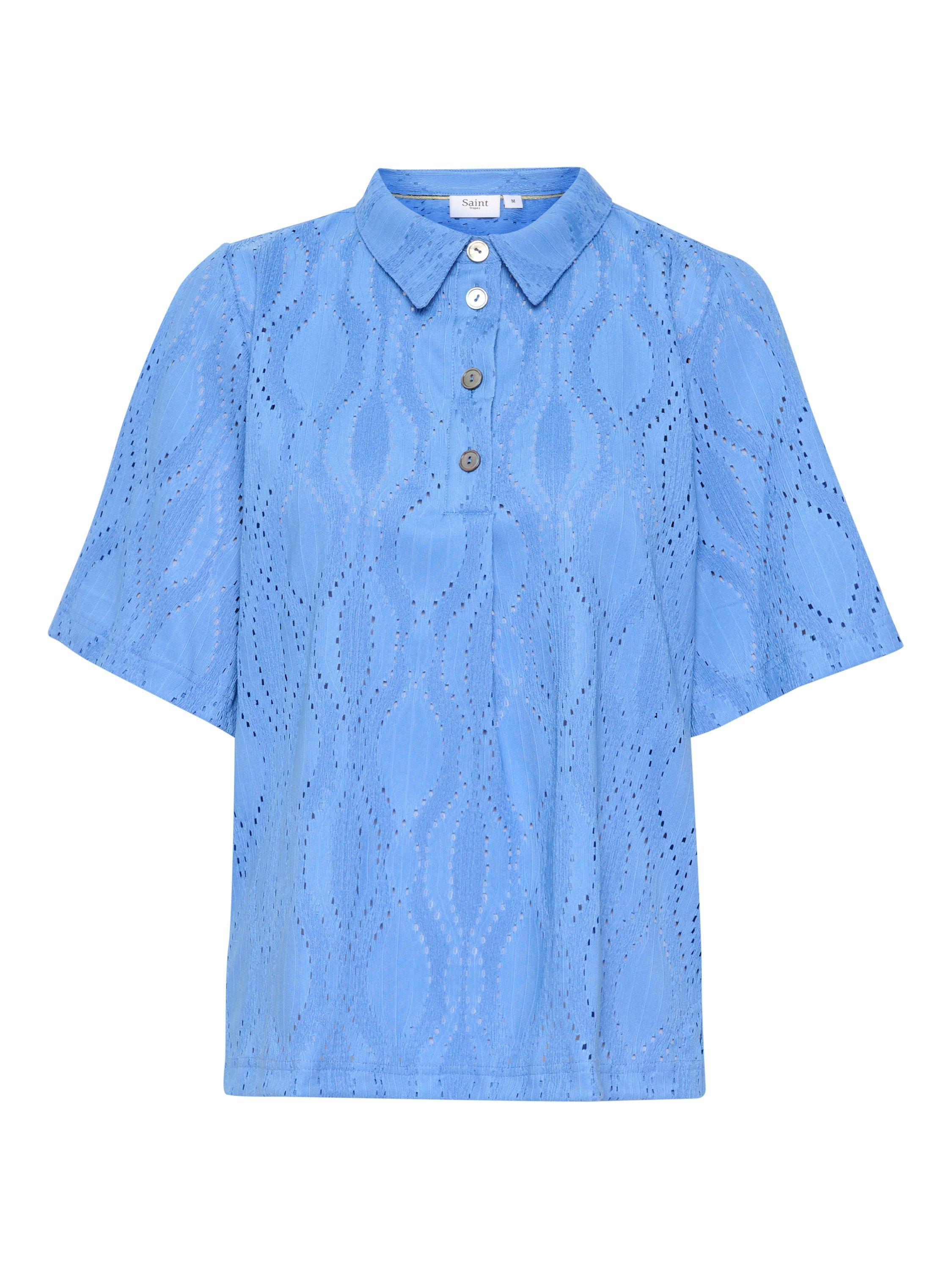 Product image 5 of 6, which shows Saint Tropez Dorris Cutout Shirt, Blue, XS