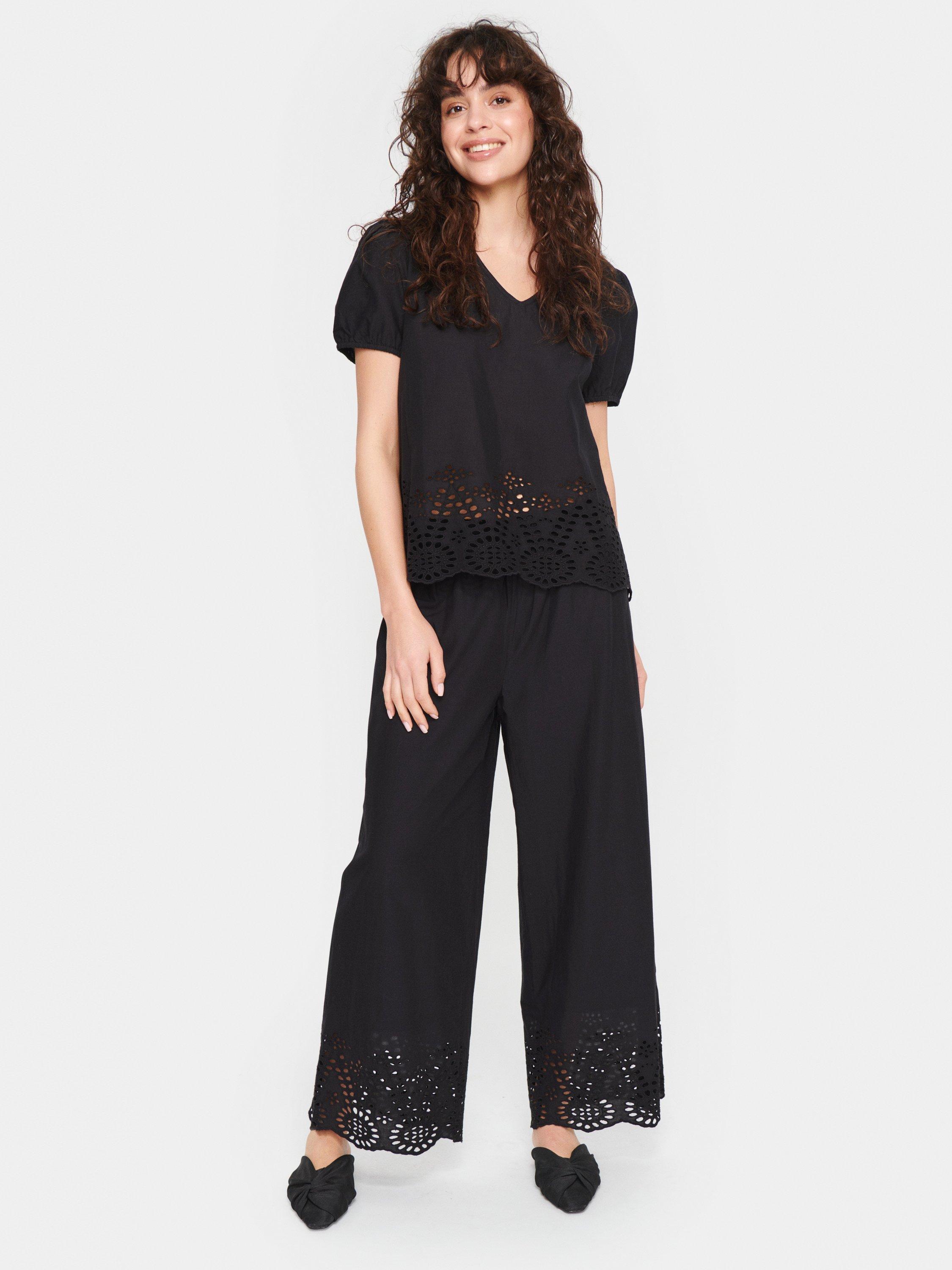 Product image 3 of 6, which shows Saint Tropez Eamaja Wide Leg Trousers, Black, XS
