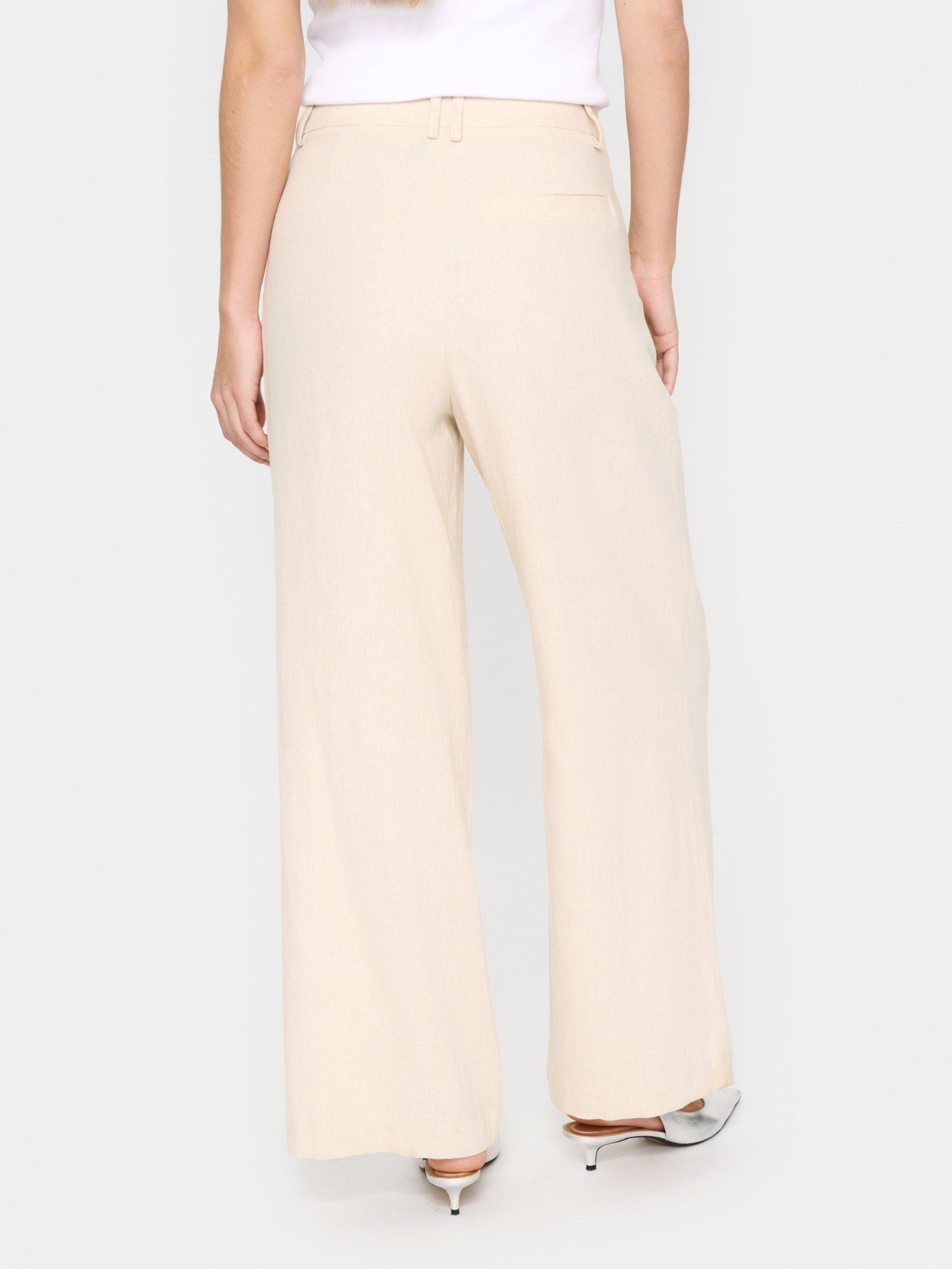 Product image 2 of 6, which shows Saint Tropez Estelle Linen Blend Trousers, Fog Melange, XS