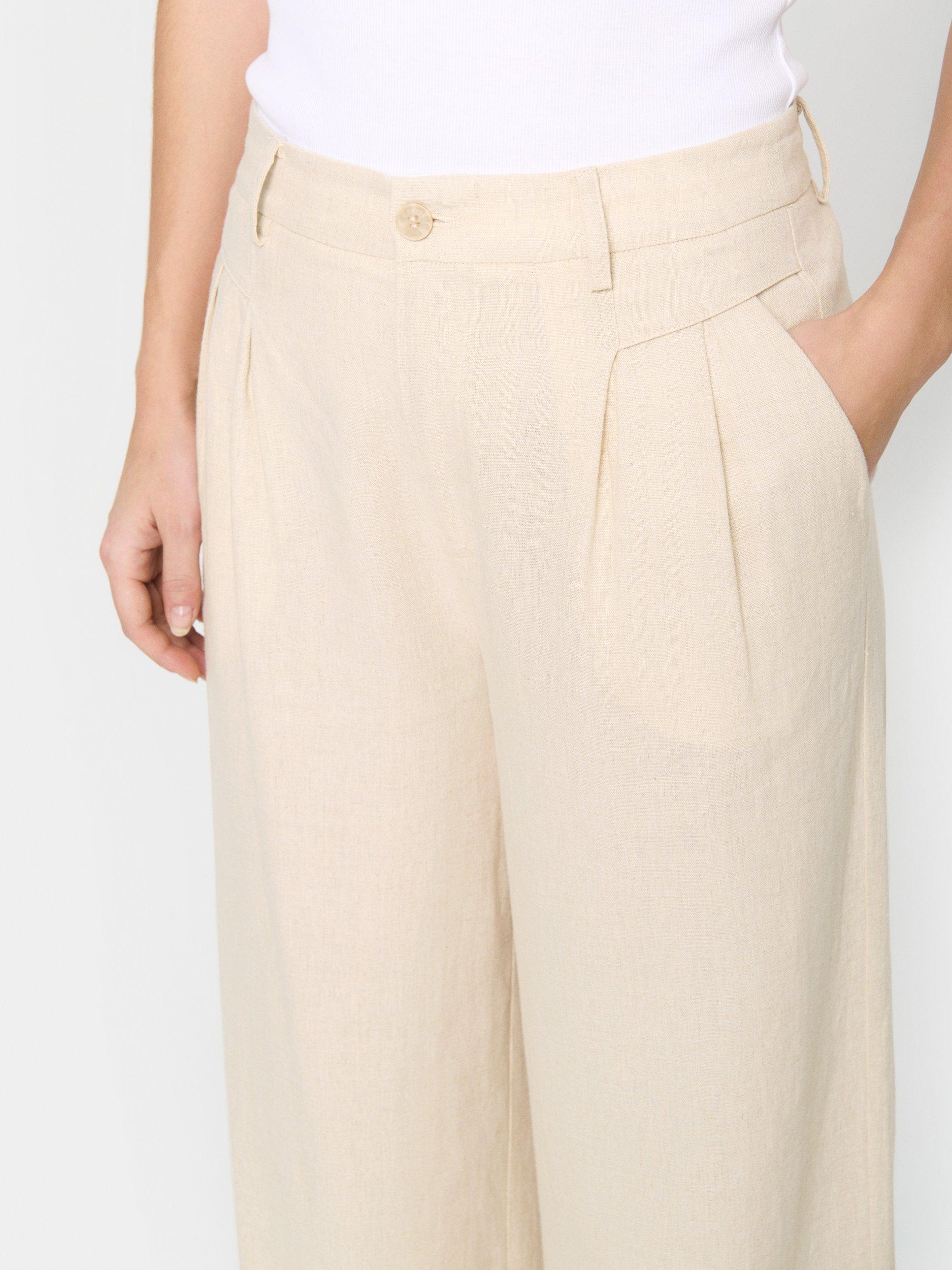 Product image 4 of 6, which shows Saint Tropez Estelle Linen Blend Trousers, Fog Melange, XS