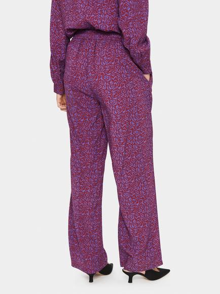 Saint Tropez Obi Print Trousers, Rhubarb - view 2, Rhubarb