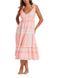 South Beach Jacquard Tie Shoulder Midi Dress, Multi