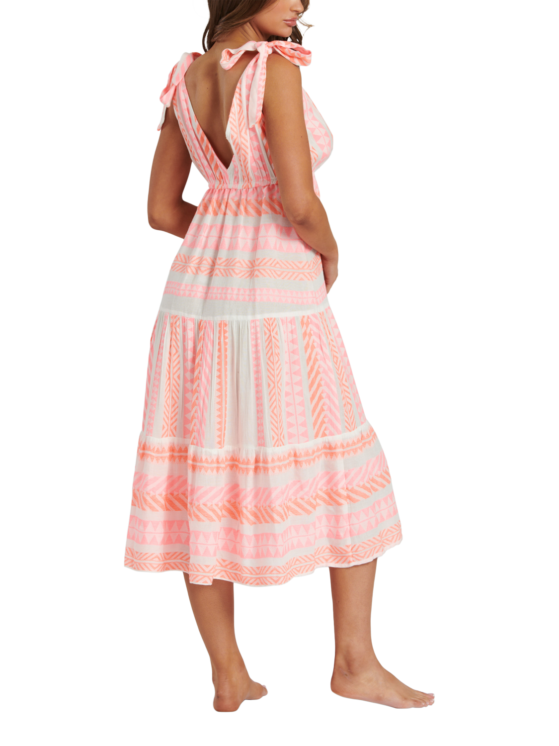 Product image 6 of 6, which shows South Beach Jacquard Tie Shoulder Midi Dress, Multi, 10