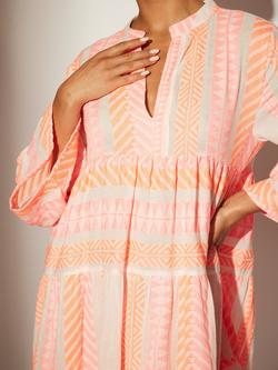 South Beach Jacquard Drop Hem Tiered Mini Dress - view 2, Pink