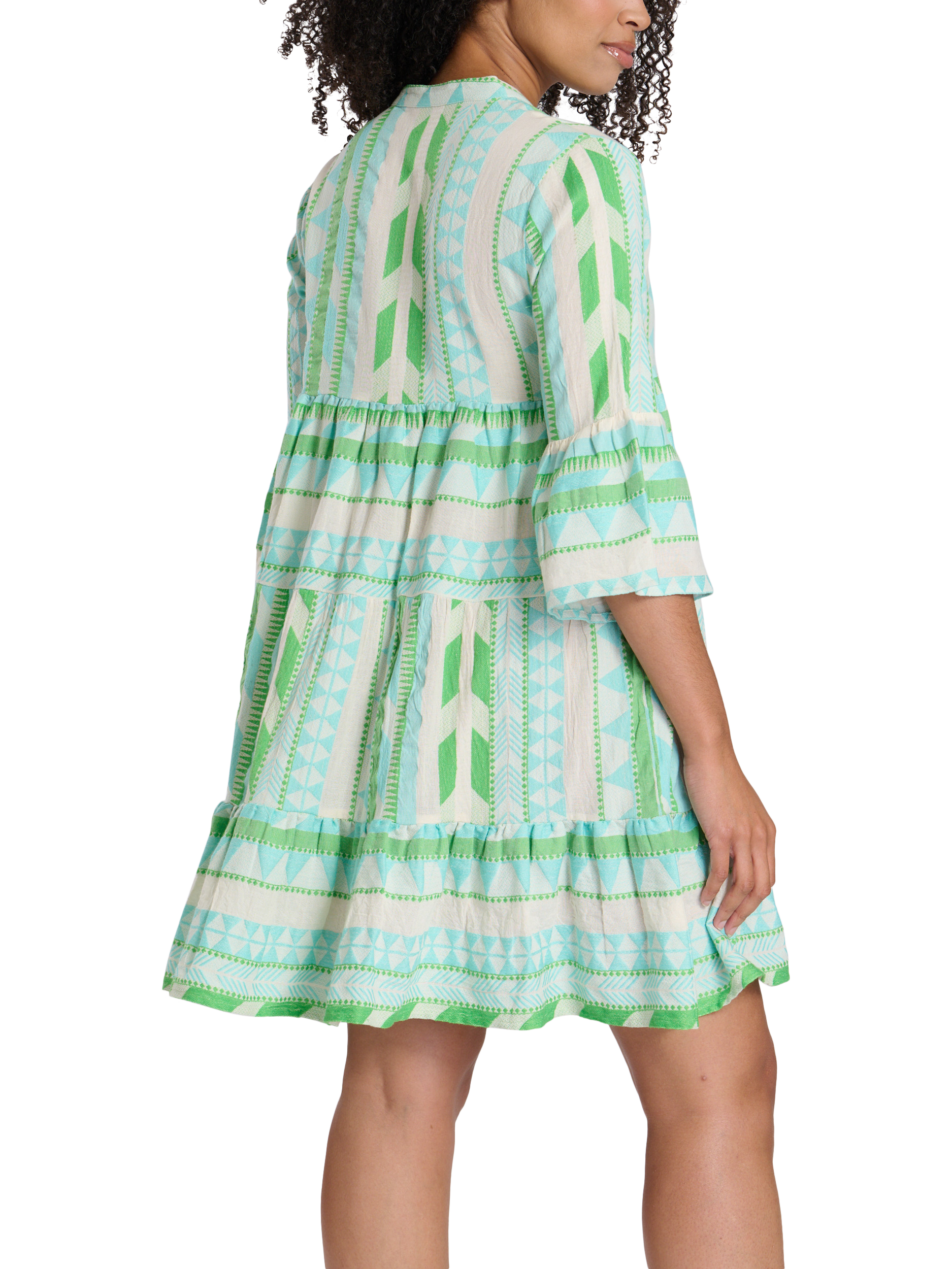 Product image 6 of 6, which shows South Beach Jacquard Drop Hem Tiered Mini Dress, Green, 8