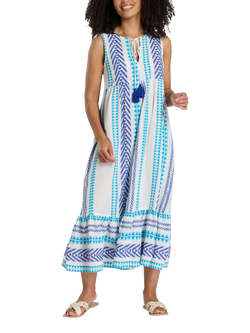South Beach Jacquard Sleeveless Midi Dress, Blue, Blue