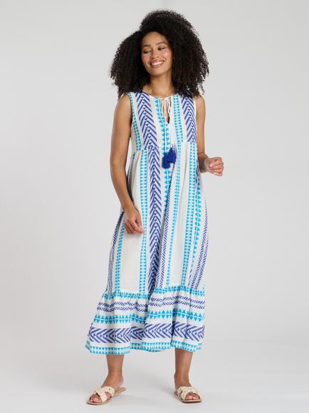 South Beach Jacquard Sleeveless Midi Dress, Blue, Blue