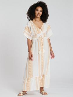 South Beach Jacquard Wrap Front Maxi Dress, Gold, Gold