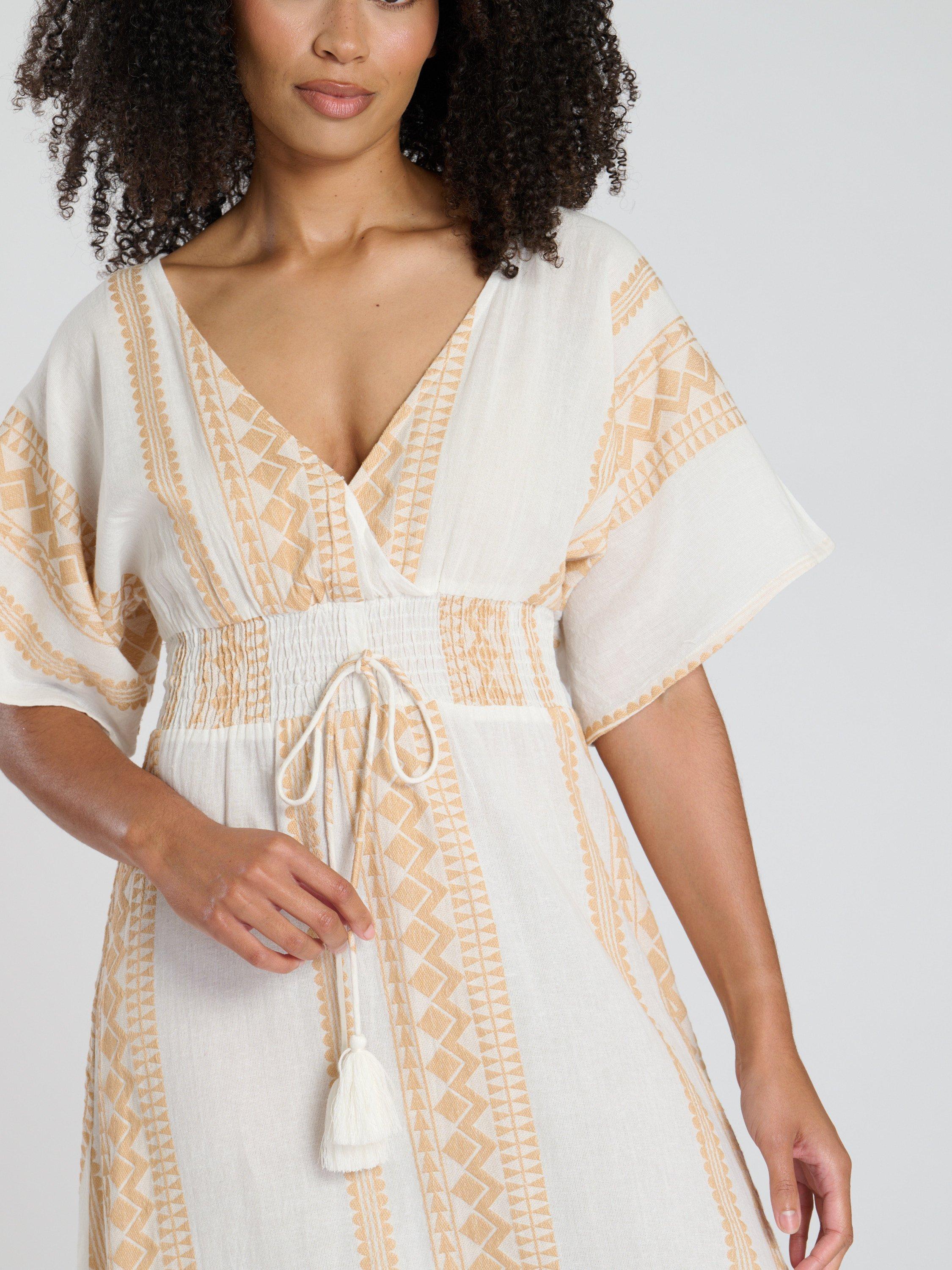 Product image 2 of 4, which shows South Beach Jacquard Wrap Front Maxi Dress, Gold, 10