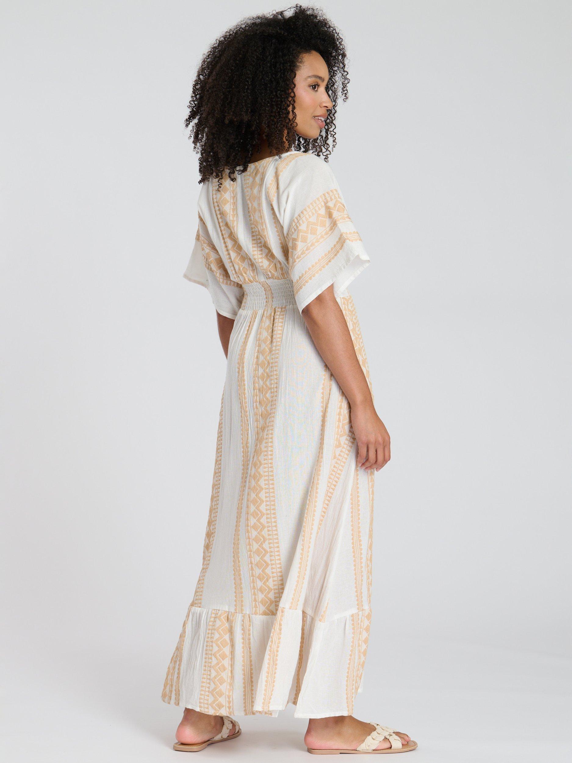 Product image 4 of 4, which shows South Beach Jacquard Wrap Front Maxi Dress, Gold, 10