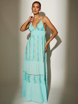 South Beach Sequin Cami Detail Maxi Dress, Blue, Blue
