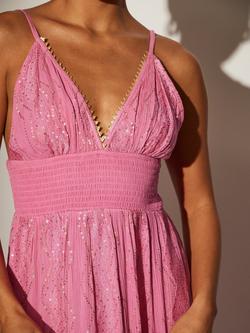 South Beach Sequin Cami Detail Maxi Dress, Pink - view 2, Pink