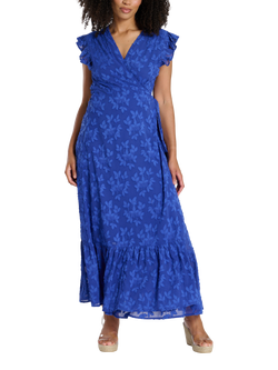 South Beach Jacquard Wrap Midi Dress, Blue