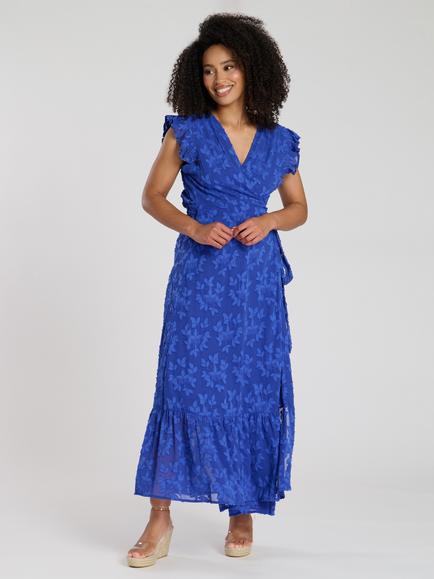 South Beach Jacquard Wrap Midi Dress, Blue