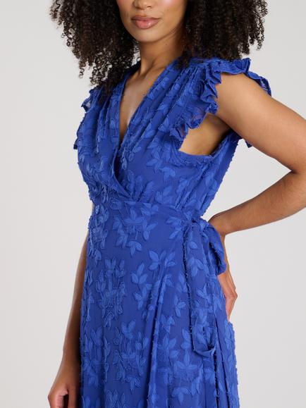 South Beach Jacquard Wrap Midi Dress - view 2, Blue