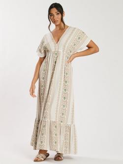 South Beach Jacquard V Neck Maxi Dress, Multi, Multi