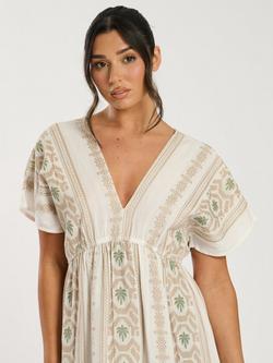 South Beach Jacquard V Neck Maxi Dress, Multi - view 2, Multi