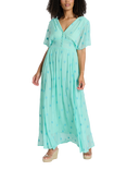 South Beach Sequin Detail Button Midi Dress, Green