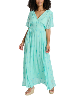 South Beach Sequin Detail Button Midi Dress, Green