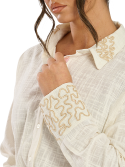 South Beach Contrast Piping Shirt, Beige/Ecru - view 2, Beige/Ecru