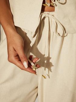 South Beach Linen Blend Tailored Trousers, Natural Beige - view 2, Natural Beige