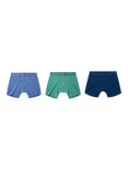 Panos Emporio Bamboo Organic Cotton Mix Boxer Shorts, Pack of 3, High Tide/ Peacock