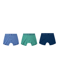 Panos Emporio Bamboo Organic Cotton Mix Boxer Shorts, Pack of 3, High Tide/ Peacock, High Tide/ Peacock