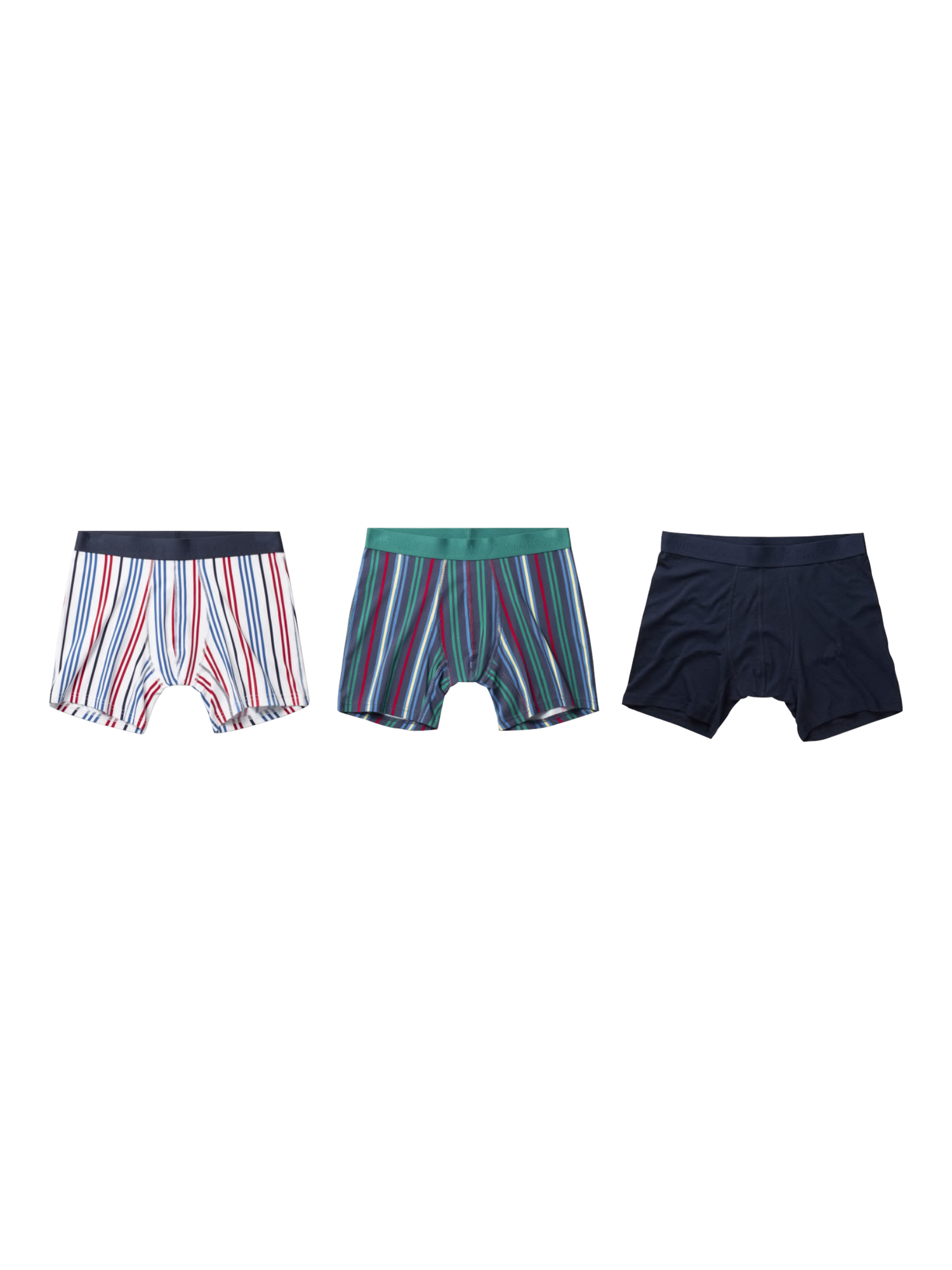 Product image 1 of 5, which shows Panos Emporio Bamboo Organic Cotton Mix Boxer Shorts, Pack of 3, Multi, S