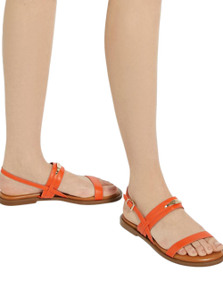 Dune London Litton Leather Sandals, Orange - view 2, Orange