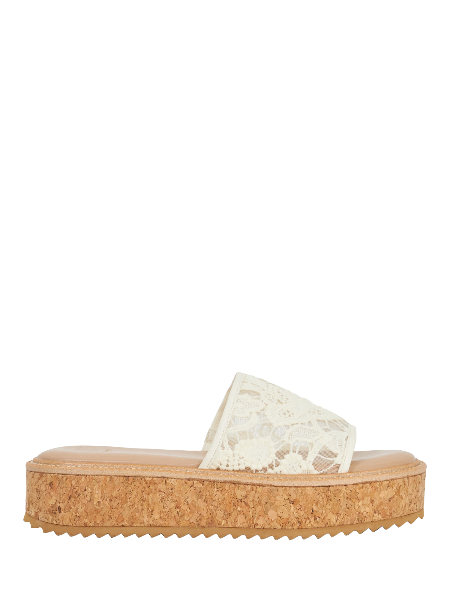 Product image 1 of 5, which shows Dune London Luffit Lace Flatform Sandals, Cream, EU36