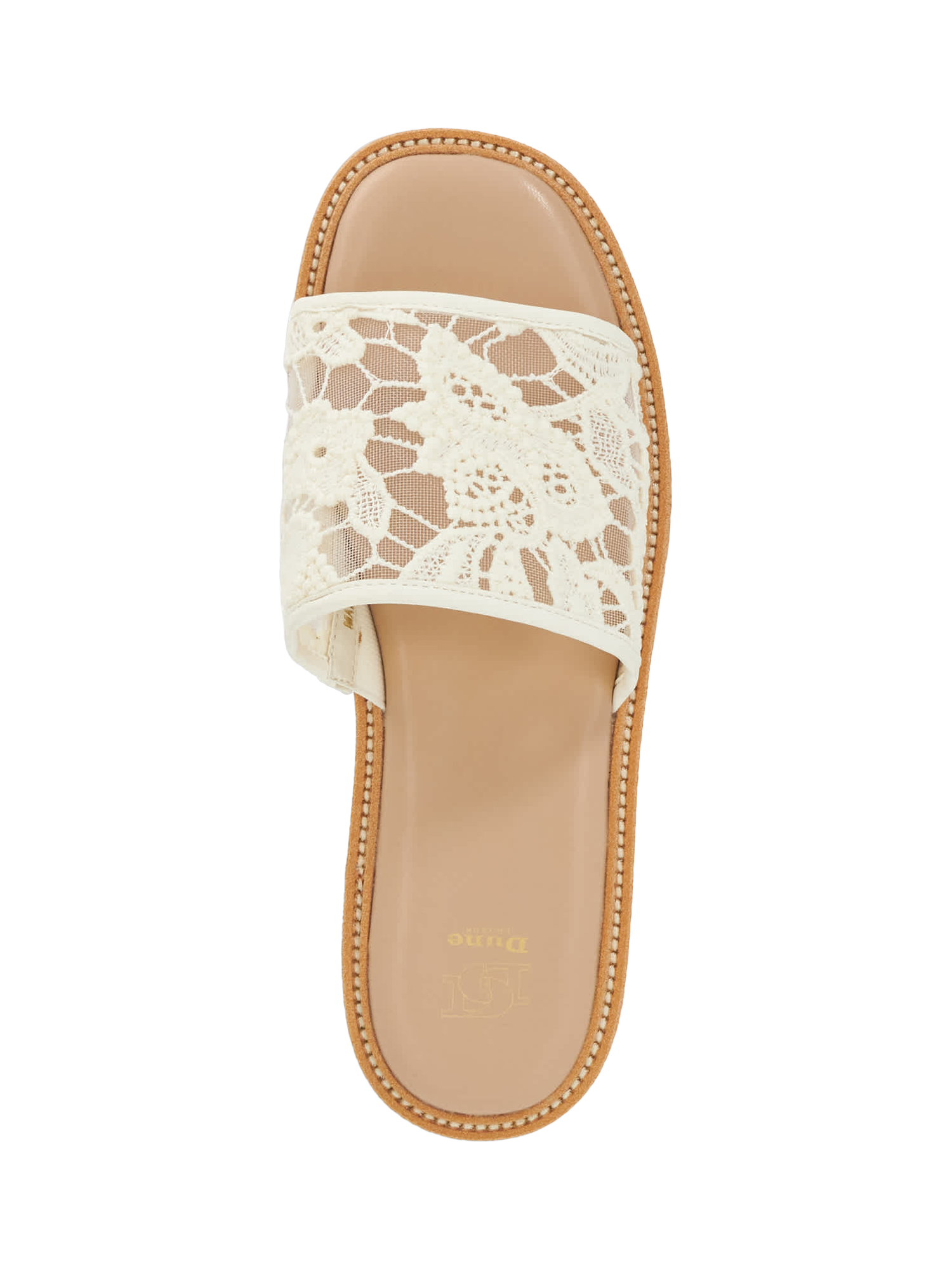 Product image 2 of 5, which shows Dune London Luffit Lace Flatform Sandals, Cream, EU36